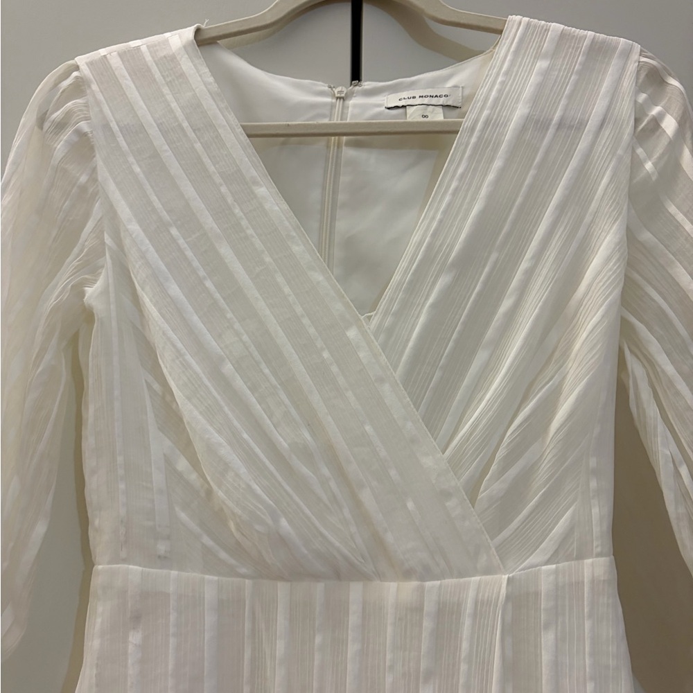 Club Monaco Cream Striped Long Sleeve Dress - Picture 3 of 5